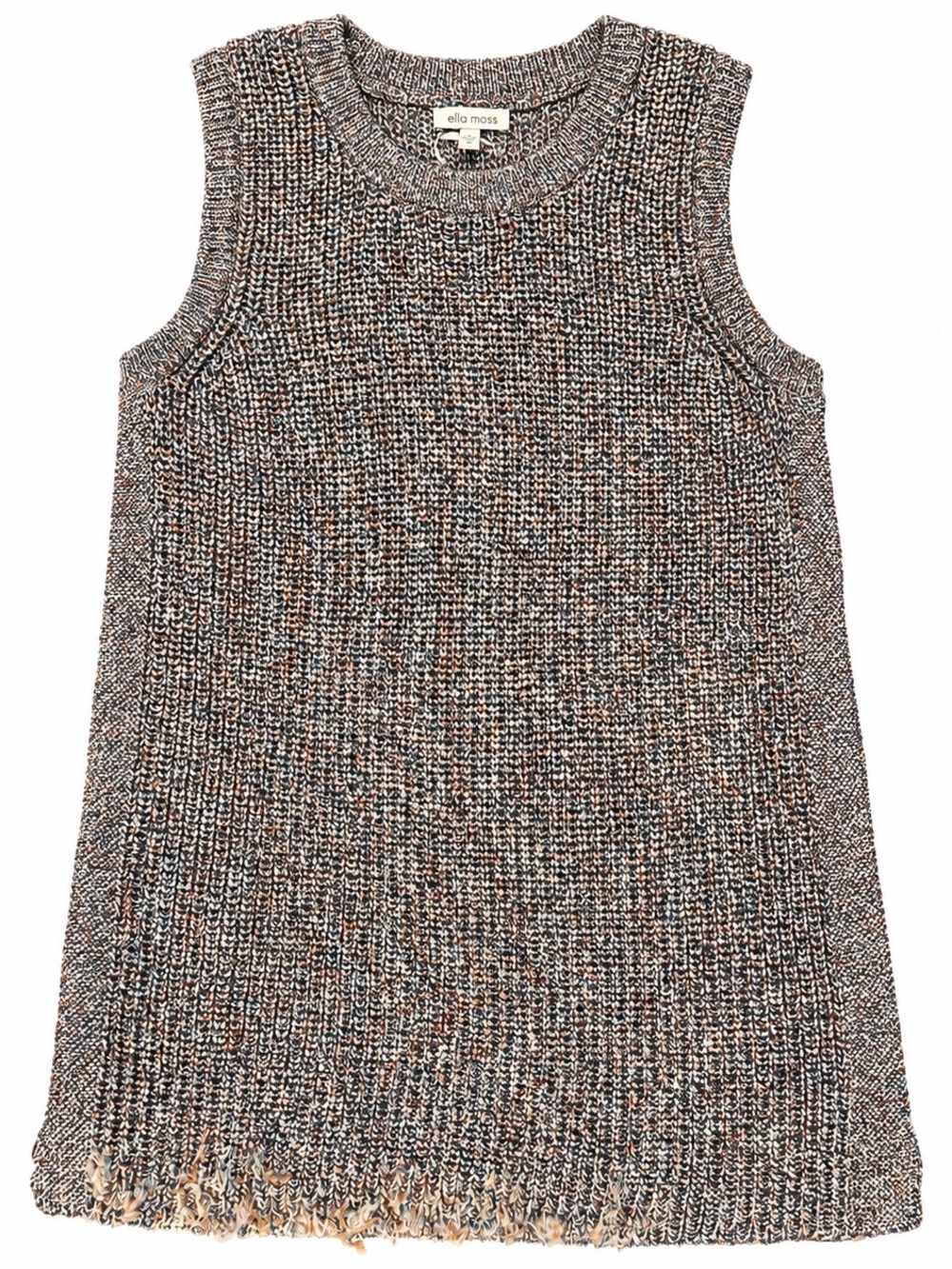 Ella Moss Knit Top Misses Size Large Sleeveless Multicolored Yarn